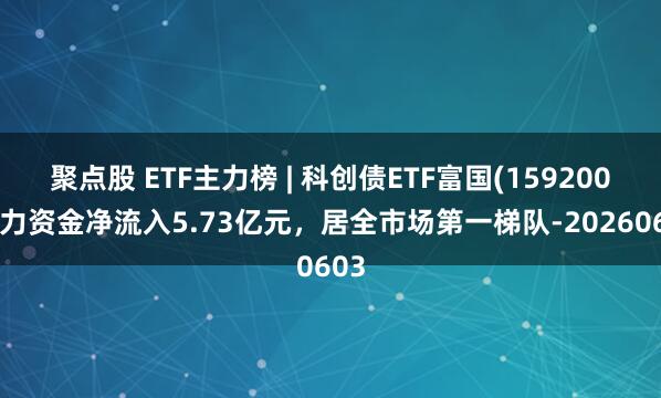 聚点股 ETF主力榜 | 科创债ETF富国(159200)主力资金净流入5.73亿元，居全市场第一梯队-20260603